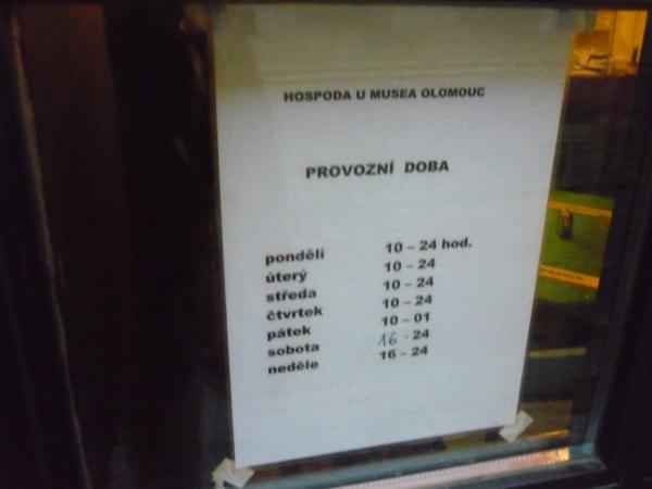 Otevírací hodiny Hospody U muzea - Ponorka
